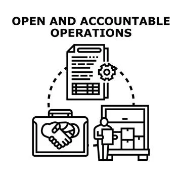 Open and accountable operations ensuring transparent business processes Stock Illustration