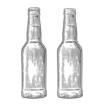 Open and close beer bottle. Vintage black vector engraving illustration. Stock Illustration