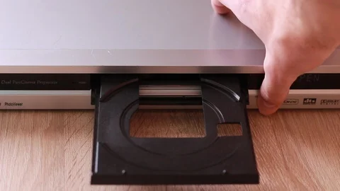 Open and close DVD drive on DVD player Stock Footage 88245030