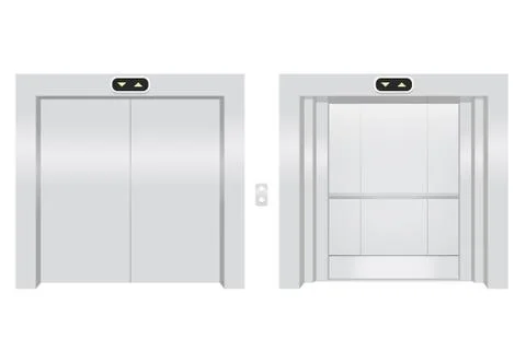 Open and close elevators. Realistic vector illustration Stock Illustration