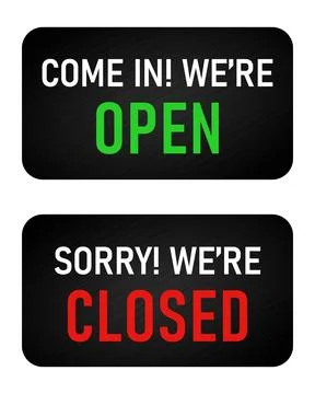 Open and close sign vector on black Stock Illustration