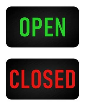 Open and close sign vector on black Stock Illustration