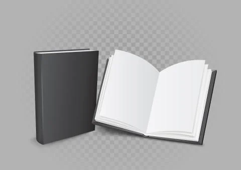 Open and closed book on gray background Stock Illustration