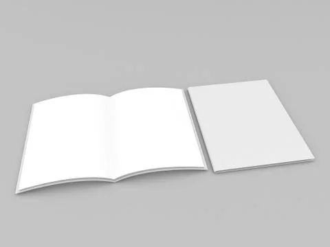 Open and closed empty notebooks on a gray background. Stock Illustration