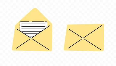 Open and closed envelope with letter, graphic design Stock Illustration