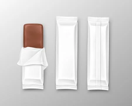 Open and closed flow packaging with chocolate bar イラスト素材