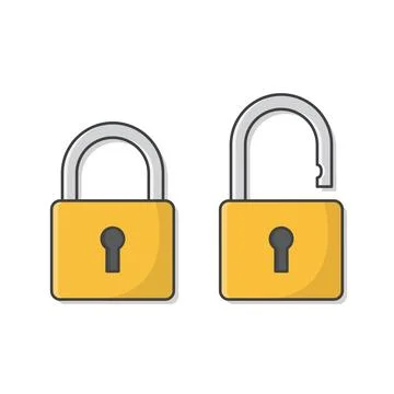 Open And Closed Padlock Vector Icon Illustration. Lock And Unlock Stock Illustration