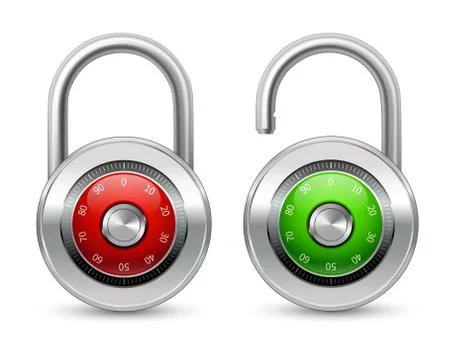 Open and closed realistic lock icon Stock Illustration