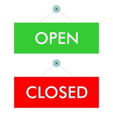 Open and closed shop window sign Stock Illustration