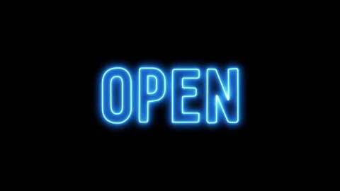 Open and closed sign with a black background, the sign flashes and blinks Vídeo Stock 75987237