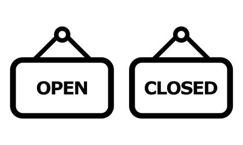 Open and closed sign in flat design style. vector illustration. Stock Illustration