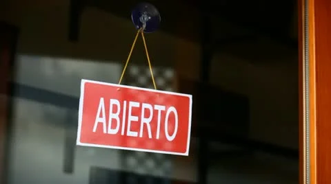 Open and closed signs (español) Stock Footage