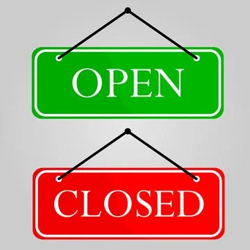 Open and closed signs Stock Illustration