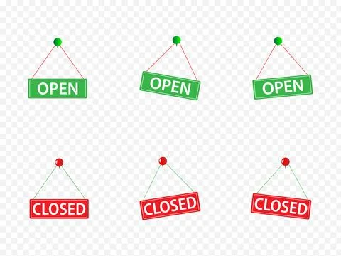 Open and closed signs for storefronts and business hours. Stock Illustration