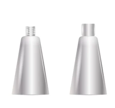 Open and closed silver bottle Stock Illustration