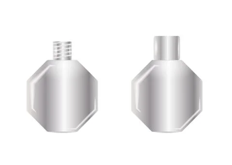 Open and closed silver bottle Illustrazione stock