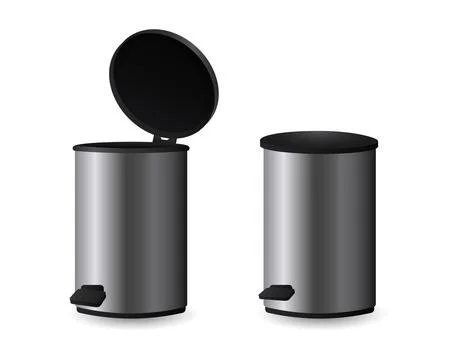 Open and closed trash can Stock Illustration