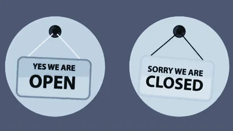Open and Closed Warning Animation Stock Footage 221082357