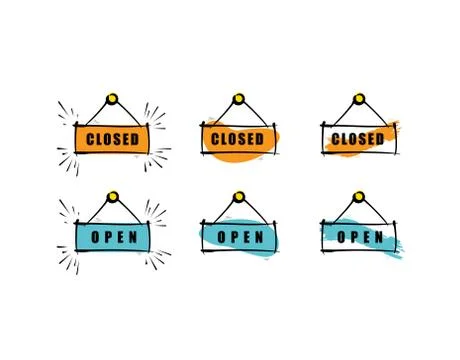 Open and Closed on white background in vector illustration Stock Illustration