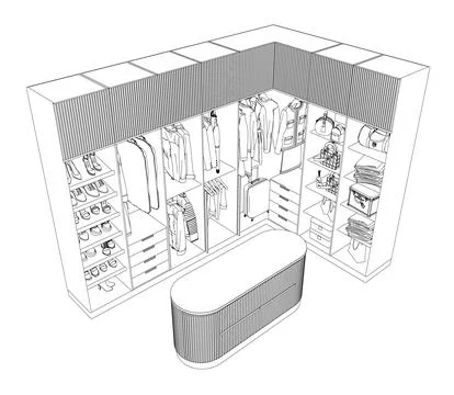 Open and closet wardrobe, regular wardrobe clothes, modern and simple wardrob Stock Illustration