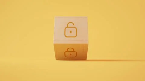 Open and lock cubes 3d rendering Stock Illustration