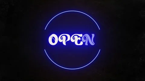 Open animation text with neon style on black background. Stock Footage 261941941
