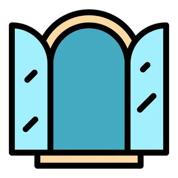 Open arch window icon color outline vector Ilustración de archivo