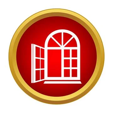 Open arch window icon in red circle Stock Illustration