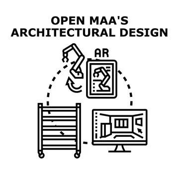 Open architectural design augmented reality concept Stock Illustration