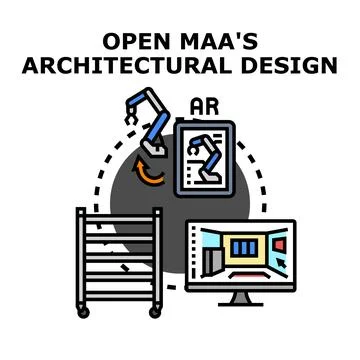 Open architectural design augmented reality concept Stock Illustration