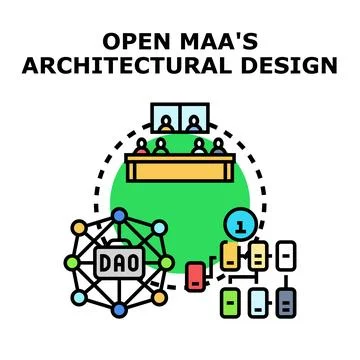Open architectural design dao developing distributed innovation structure Stock Illustration