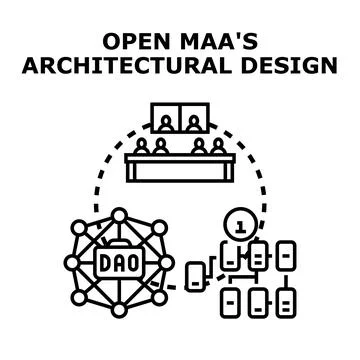 Open architectural design dao developing distributed innovation structure Stock Illustration