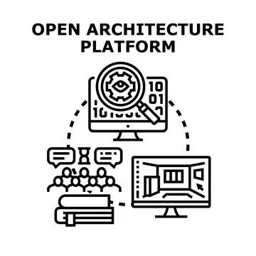 Open architecture platform creating collaborative design system Stock Illustration