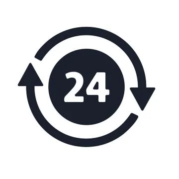 Open around the clock, 24 hours a day icon isolated on white background Stock Illustration