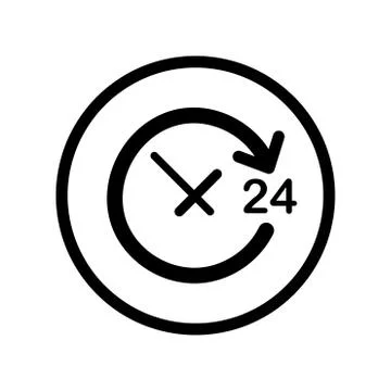 Open Around the Clock a day icon in Circle line - vector iconic design Stock Illustration