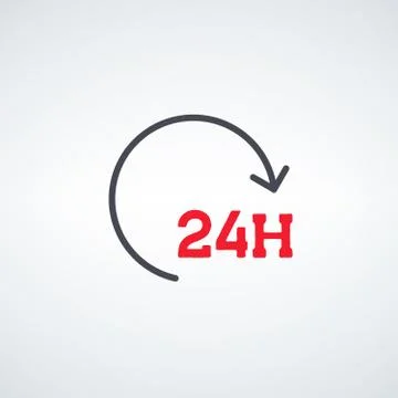Open around the clock or 24 hours a day icon or symbol isolated on white back Stock Illustration