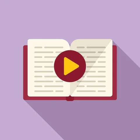 Open audio book icon flat vector. Class distance Illustrazione stock