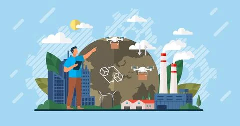 Open automation architecture, open source robotics soft, free delivery concept Stock Illustration