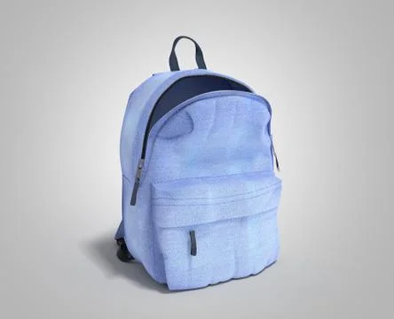 Open Backpack bag school 3d render on grey gradient Stock Illustration