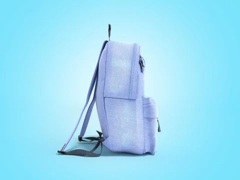 Open Backpack bag school 3d render on blue Stock Illustration