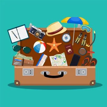 Open baggage, luggage, Stockillustratie