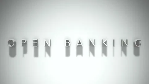 Open banking 3D title animation white text on a white background Stock Footage 298896053