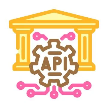 Open banking api fintech color icon vector illustration 스톡 일러스트