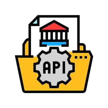 Open banking api fintech color icon vector illustration Stock Illustration