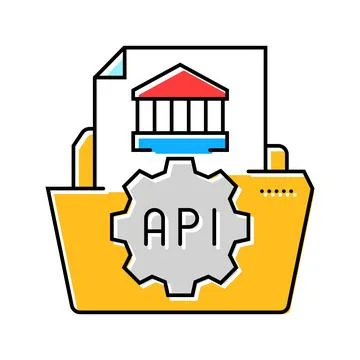 Open banking api fintech color icon vector illustration Illustrazione stock