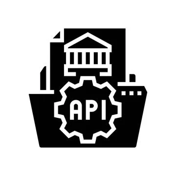 Open banking api fintech glyph icon vector illustration Illustrazione stock