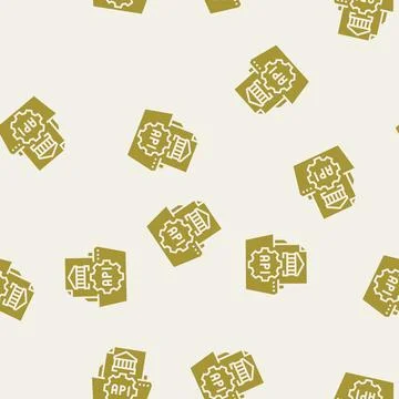 Open banking api fintech glyph seamless pattern Stock Illustration