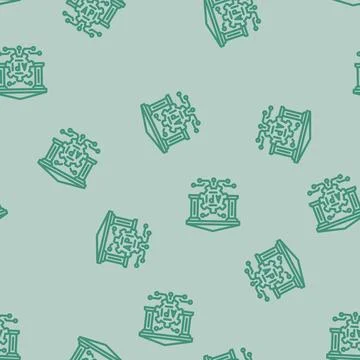 Open banking api fintech line vector seamless pattern Stock Illustration