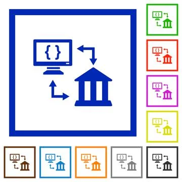 Open banking API flat framed icons Stockillustratie