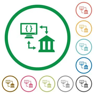 Open banking API flat icons with outlines Stock Illustration